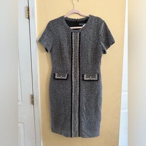 Elegant Karl Lagerfeld Gray Tweed Mini Dress, size 10